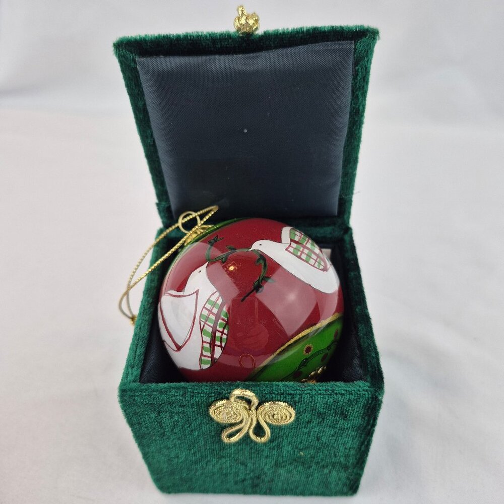 Vintage Pier 1 Li Bien Reverse Hand Painted Glass Christmas Ornament
